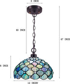 Tiffany Pendant Light Sea Pearl Stained Glass