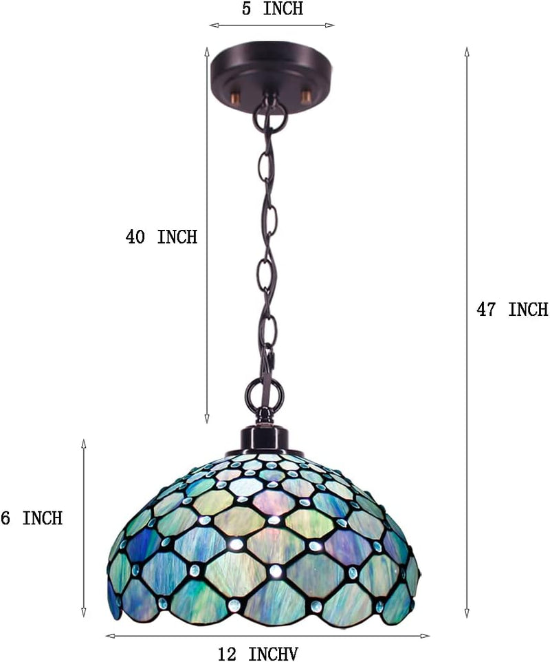 Tiffany Pendant Light Sea Pearl Stained Glass