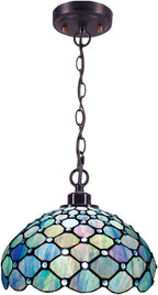 Tiffany Pendant Light Sea Pearl Stained Glass