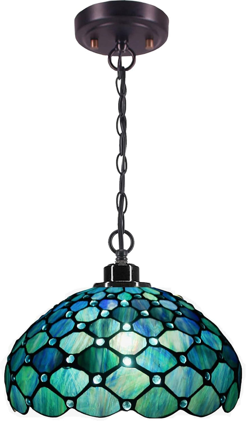 Tiffany Pendant Light Sea Pearl Stained Glass