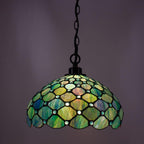 Tiffany Pendant Light Sea Pearl Stained Glass