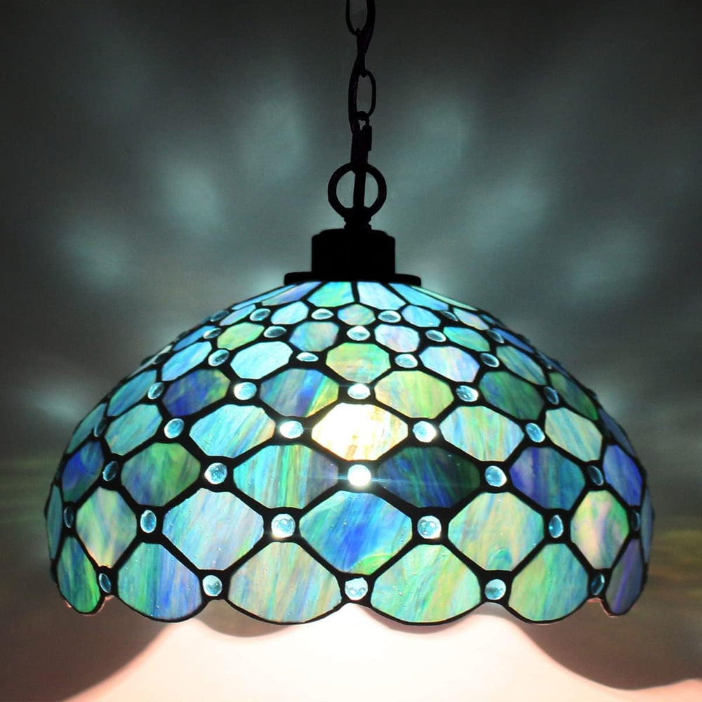 Tiffany Pendant Light Sea Pearl Stained Glass