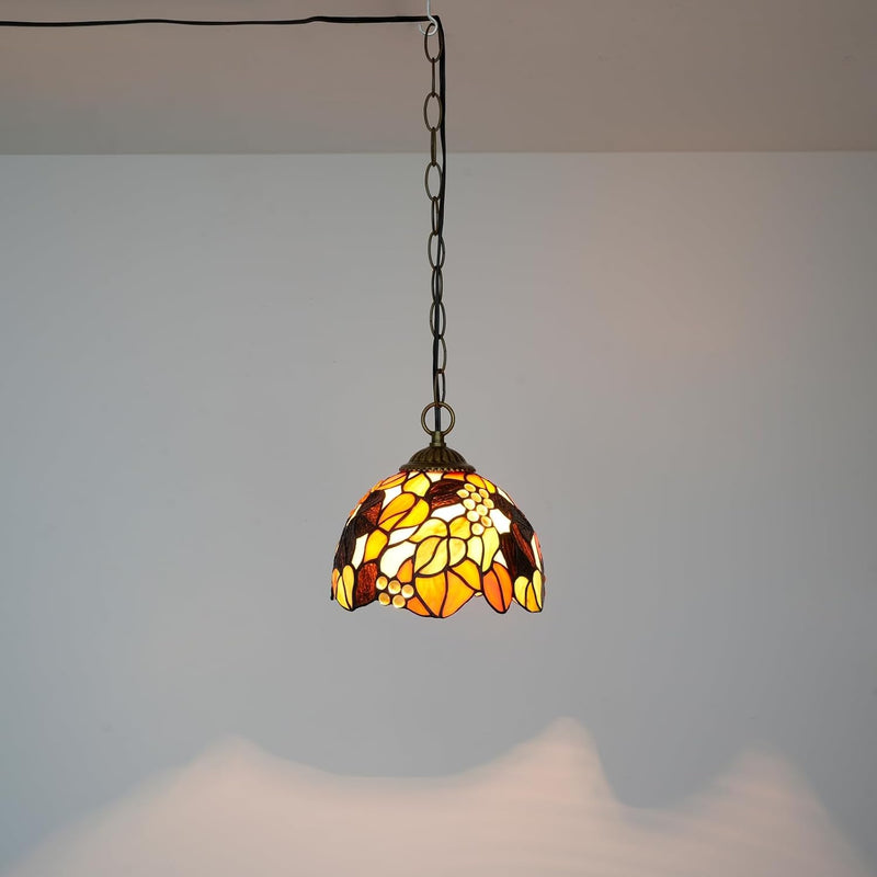 Tiffany Pendant Sunflower Stained Glass Hanging Lamp 8