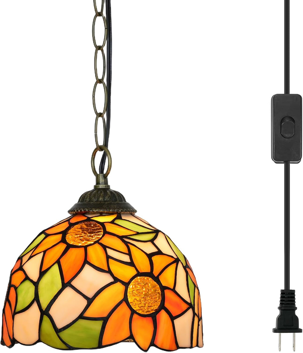 Tiffany Pendant Sunflower Stained Glass Hanging Lamp 8