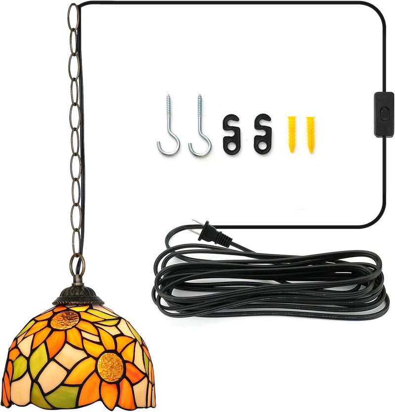 Tiffany Pendant Sunflower Stained Glass Hanging Lamp 8