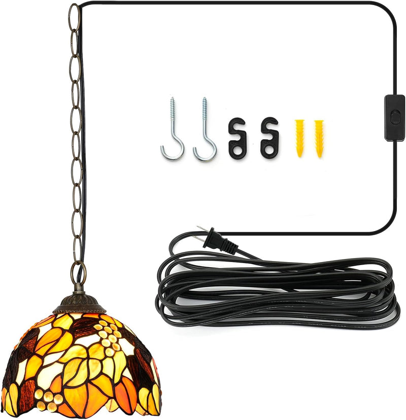 Tiffany Pendant Sunflower Stained Glass Hanging Lamp 8
