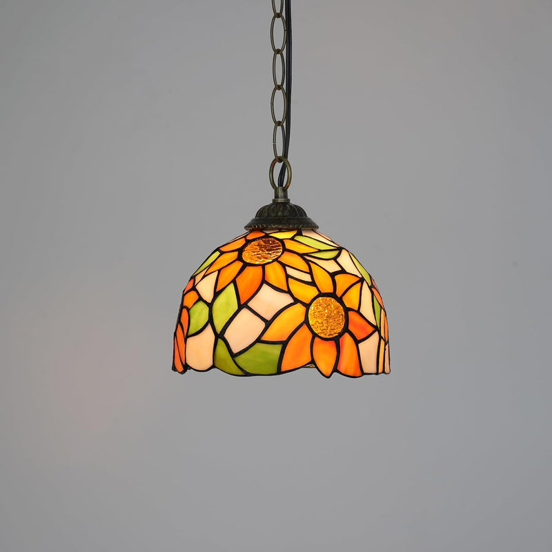Tiffany Pendant Sunflower Stained Glass Hanging Lamp 8
