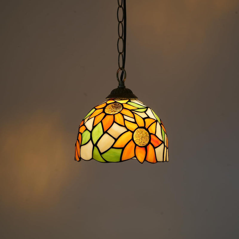 Tiffany Pendant Sunflower Stained Glass Hanging Lamp 8