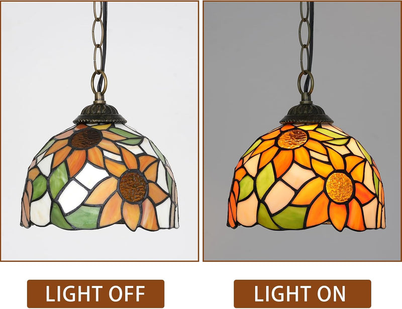 Tiffany Pendant Sunflower Stained Glass Hanging Lamp 8