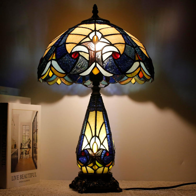 Tiffany Stained Glass Table Lamp 12x19 Inches Wisteria