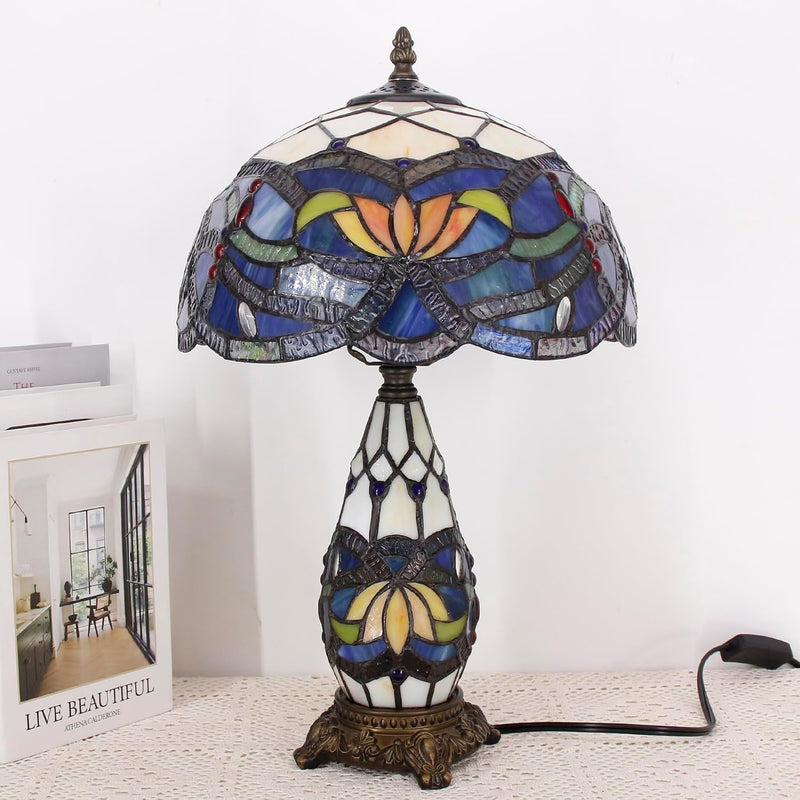 Tiffany Stained Glass Table Lamp 12x19 Inches Wisteria