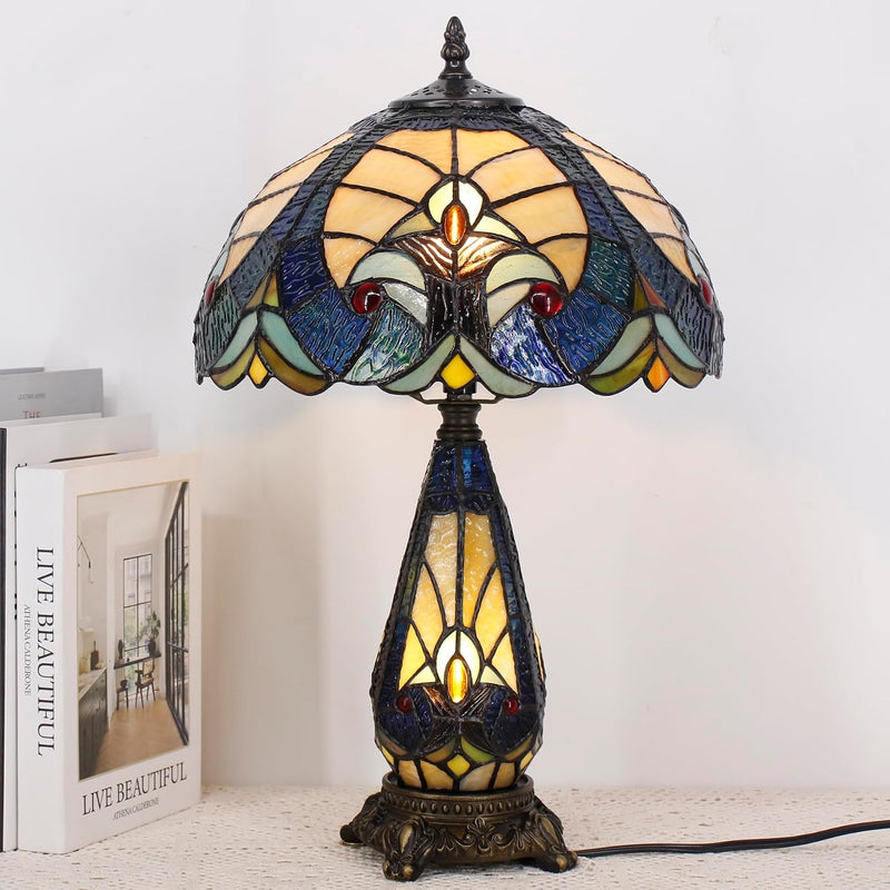 Tiffany Stained Glass Table Lamp 12x19 Inches Wisteria