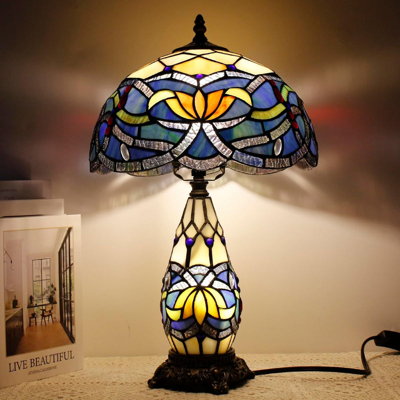 Tiffany Stained Glass Table Lamp 12x19 Inches Wisteria