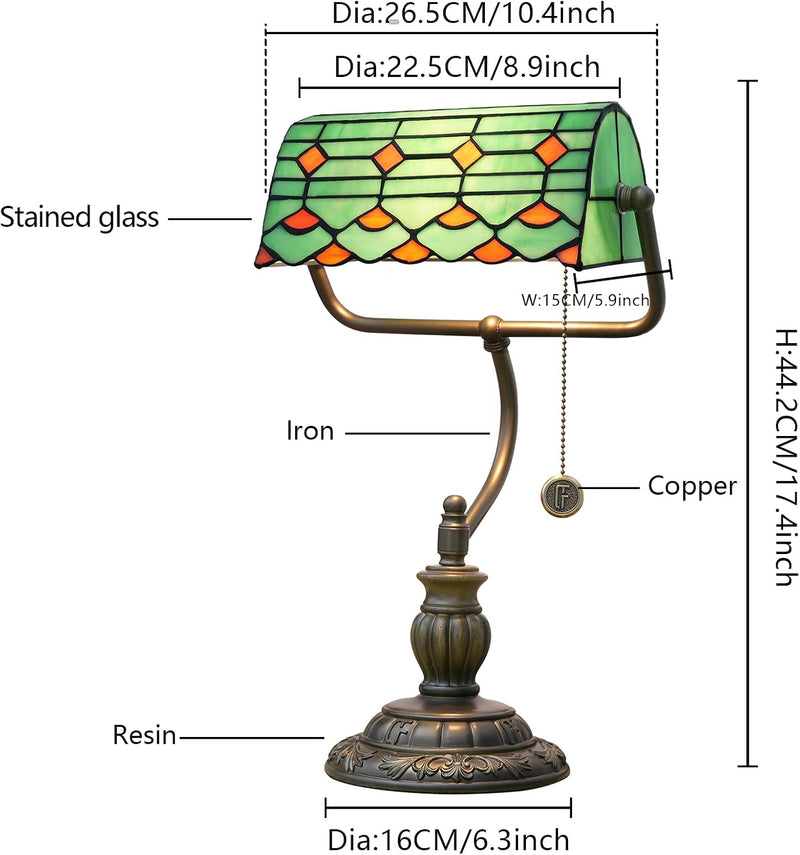 Tiffany Style Banker Desk Lamp Stained Glass Lamps