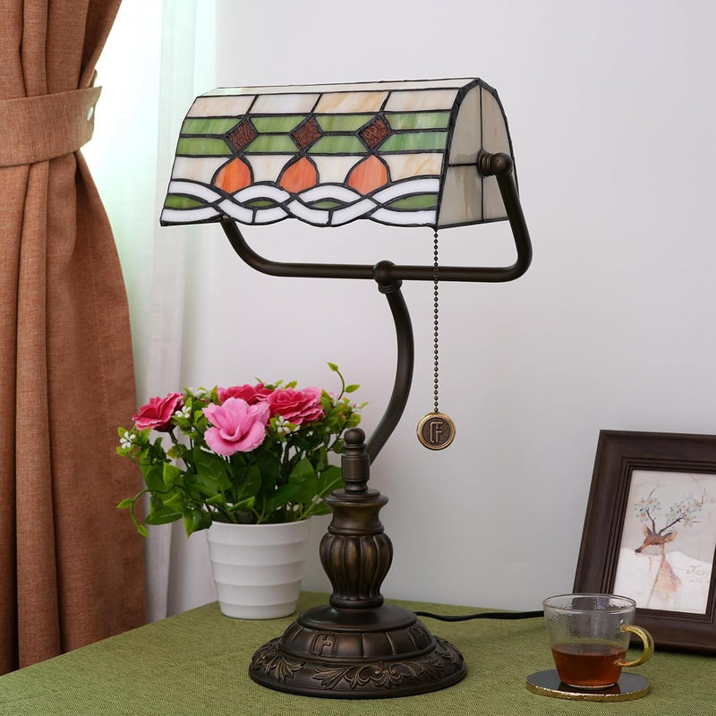 Tiffany Style Banker Desk Lamp Stained Glass Lamps