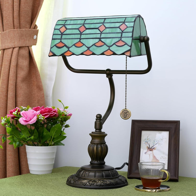 Tiffany Style Banker Desk Lamp Stained Glass Lamps