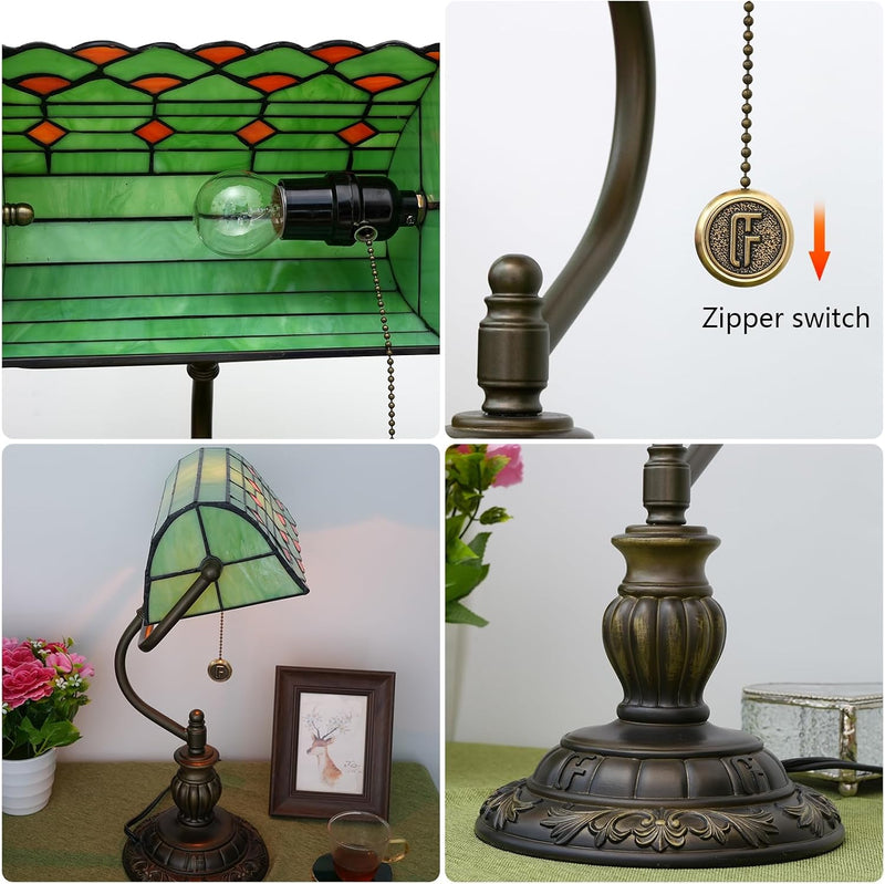 Tiffany Style Banker Desk Lamp Stained Glass Lamps