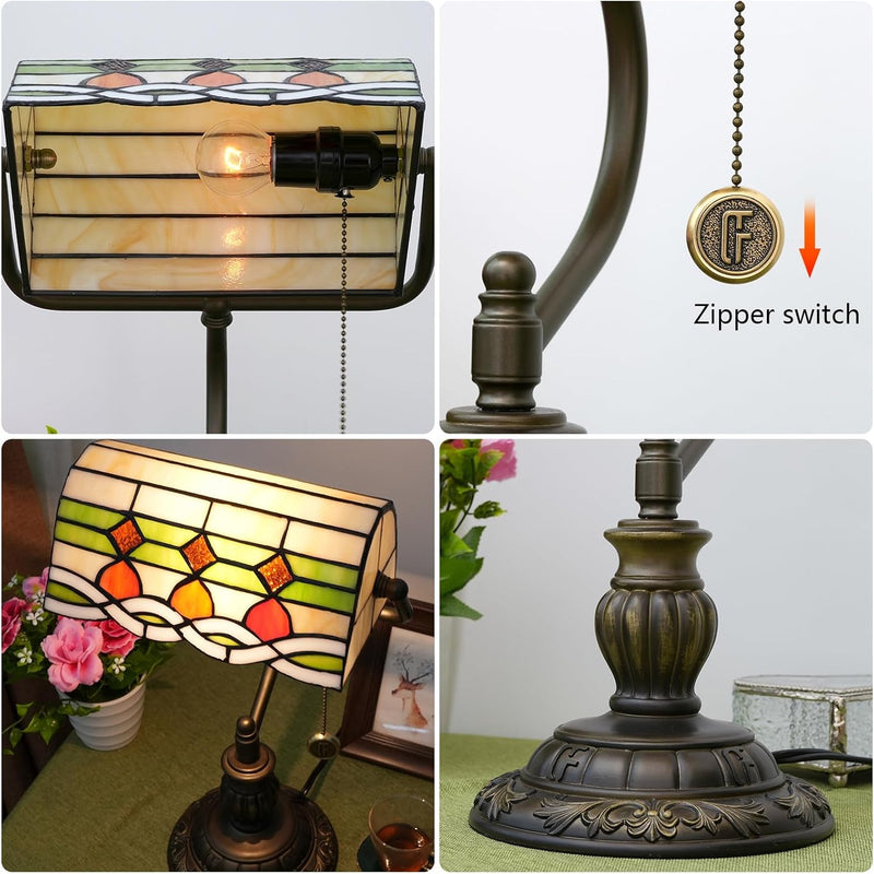 Tiffany Style Banker Desk Lamp Stained Glass Lamps