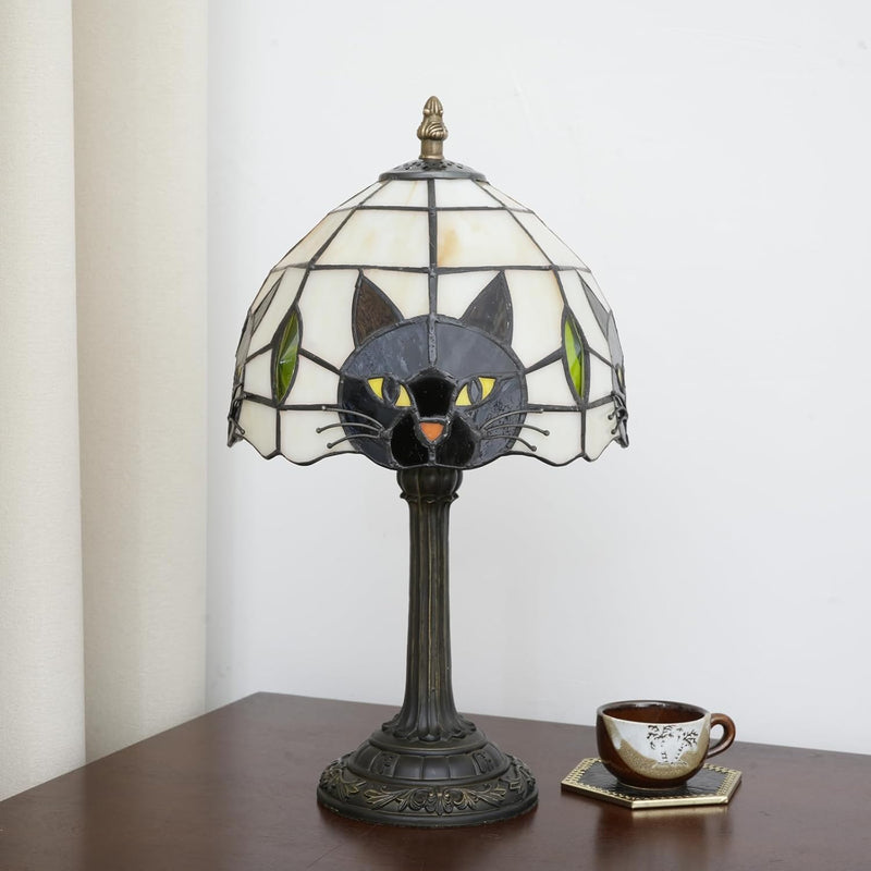 Tiffany Style Cat Stained Glass Table Lamp Cute