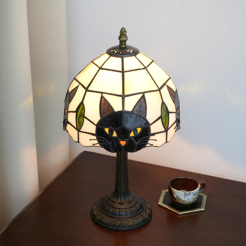 Tiffany Style Cat Stained Glass Table Lamp Cute