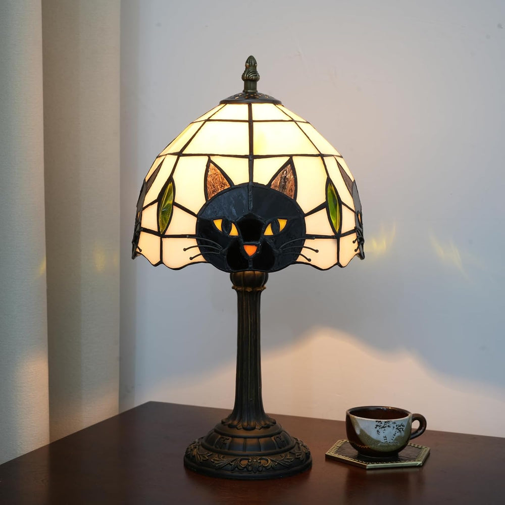 Tiffany Style Cat Stained Glass Table Lamp Cute