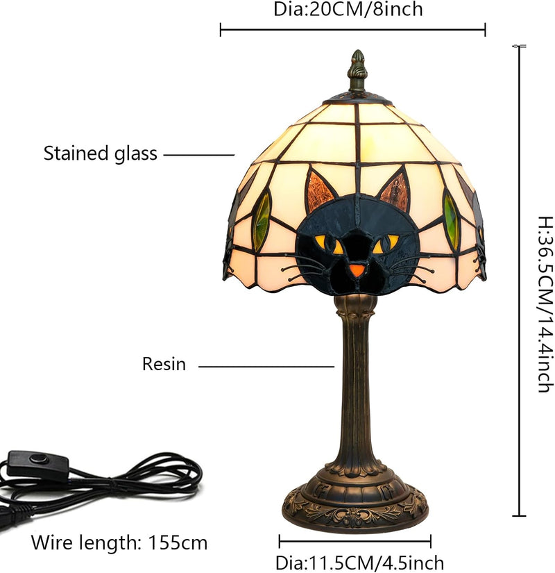 Tiffany Style Cat Stained Glass Table Lamp Cute