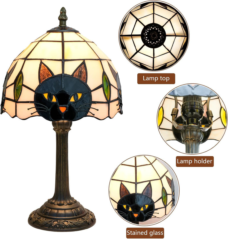 Tiffany Style Cat Stained Glass Table Lamp Cute