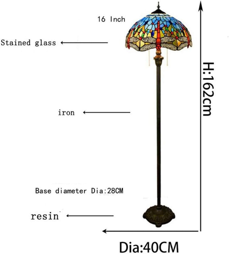 Tiffany Style Dragonfly Reading Floor Lamp Mediterranean Stained