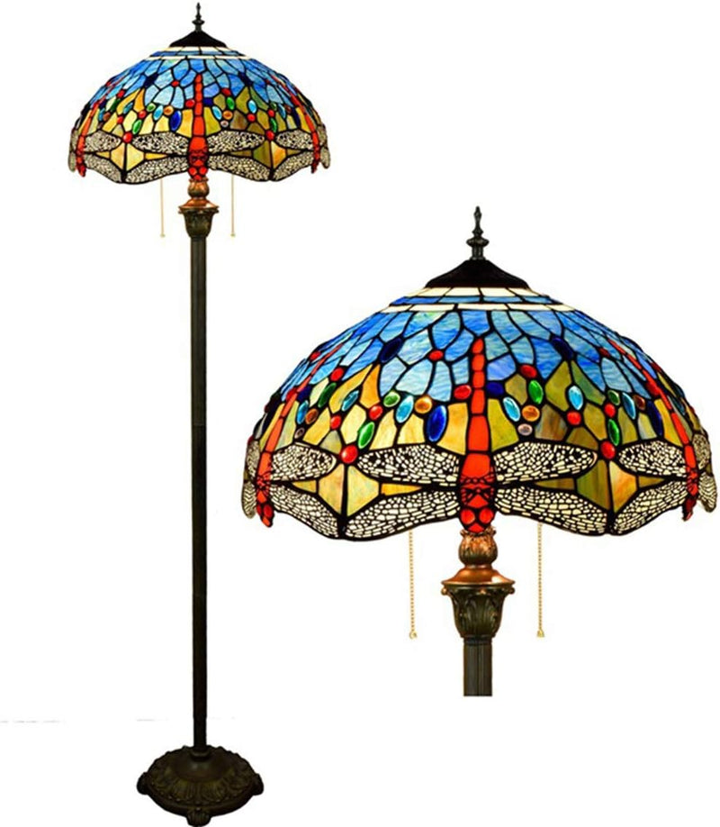 Tiffany Style Dragonfly Reading Floor Lamp Mediterranean Stained