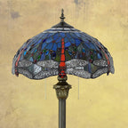 Tiffany Style Dragonfly Reading Floor Lamp Mediterranean Stained