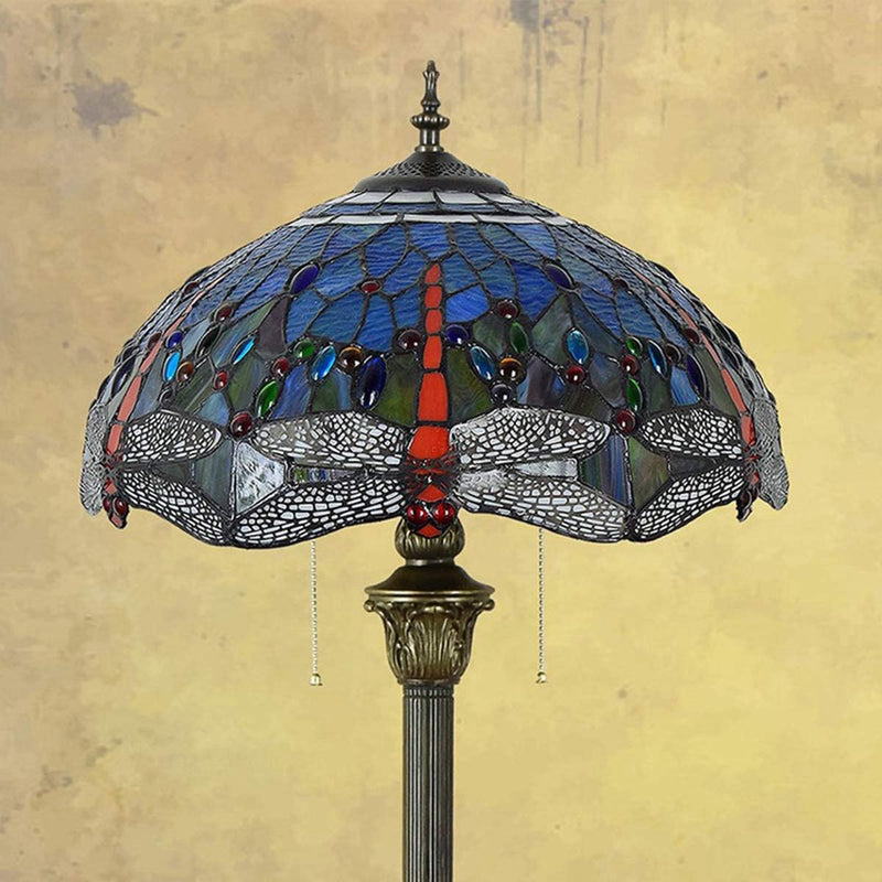Tiffany Style Dragonfly Reading Floor Lamp Mediterranean Stained
