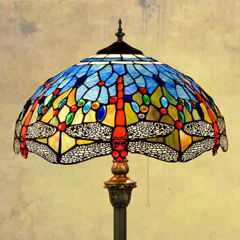 Tiffany Style Dragonfly Reading Floor Lamp Mediterranean Stained