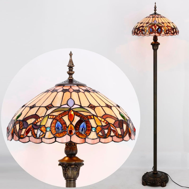 Tiffany Style Floor Lamp Serenity Victorian Stained Glass