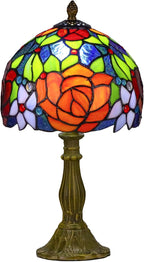 Tiffany Style Lamp Rose Flower Stained Glass Table