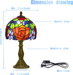 Tiffany Style Lamp Rose Flower Stained Glass Table