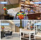 Tiffany Style Lamp Rose Flower Stained Glass Table