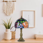Tiffany Style Lamp Rose Flower Stained Glass Table