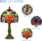 Tiffany Style Lamp Rose Flower Stained Glass Table