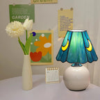 Tiffany Style Moon Mushroom Stained Glass Table Lamp