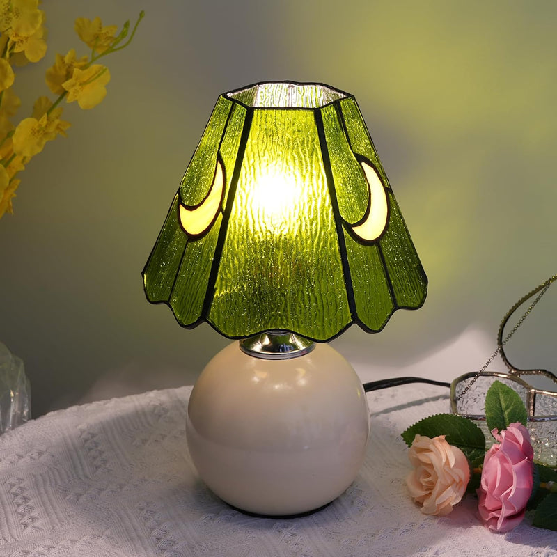 Tiffany Style Moon Mushroom Stained Glass Table Lamp