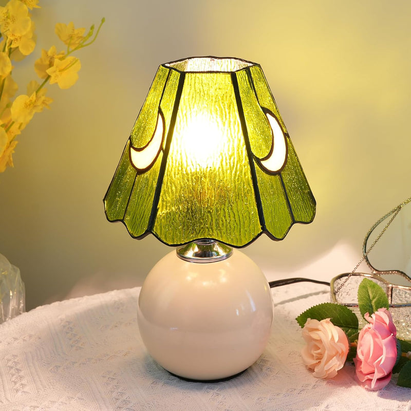 Tiffany Style Moon Mushroom Stained Glass Table Lamp