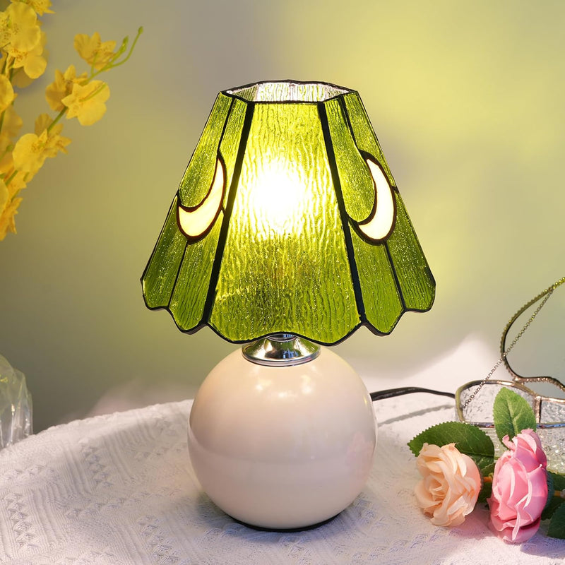 Tiffany Style Moon Mushroom Stained Glass Table Lamp