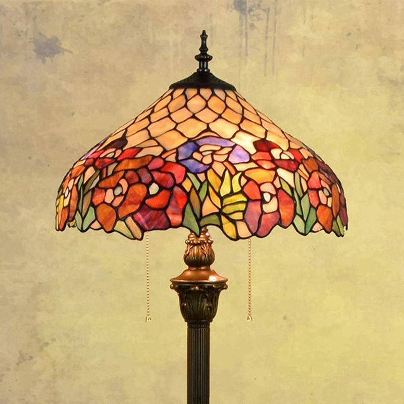 Tiffany-Style Roses Floor Lamp with 16" Shade Pastoral