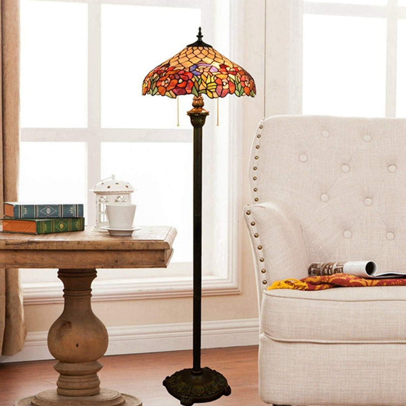 Tiffany-Style Roses Floor Lamp with 16" Shade Pastoral