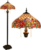 Tiffany-Style Roses Floor Lamp with 16" Shade Pastoral