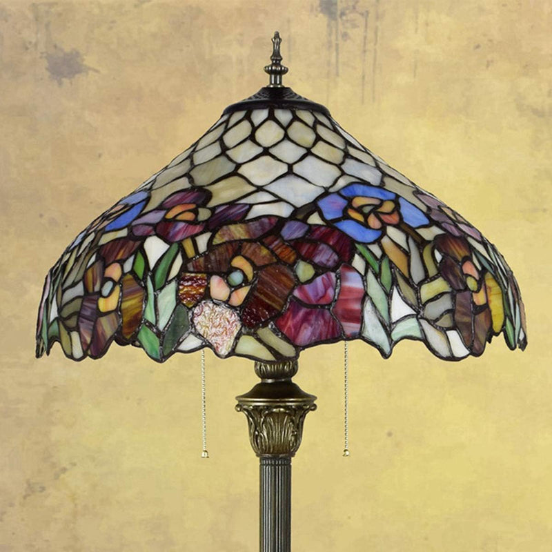 Tiffany-Style Roses Floor Lamp with 16" Shade Pastoral