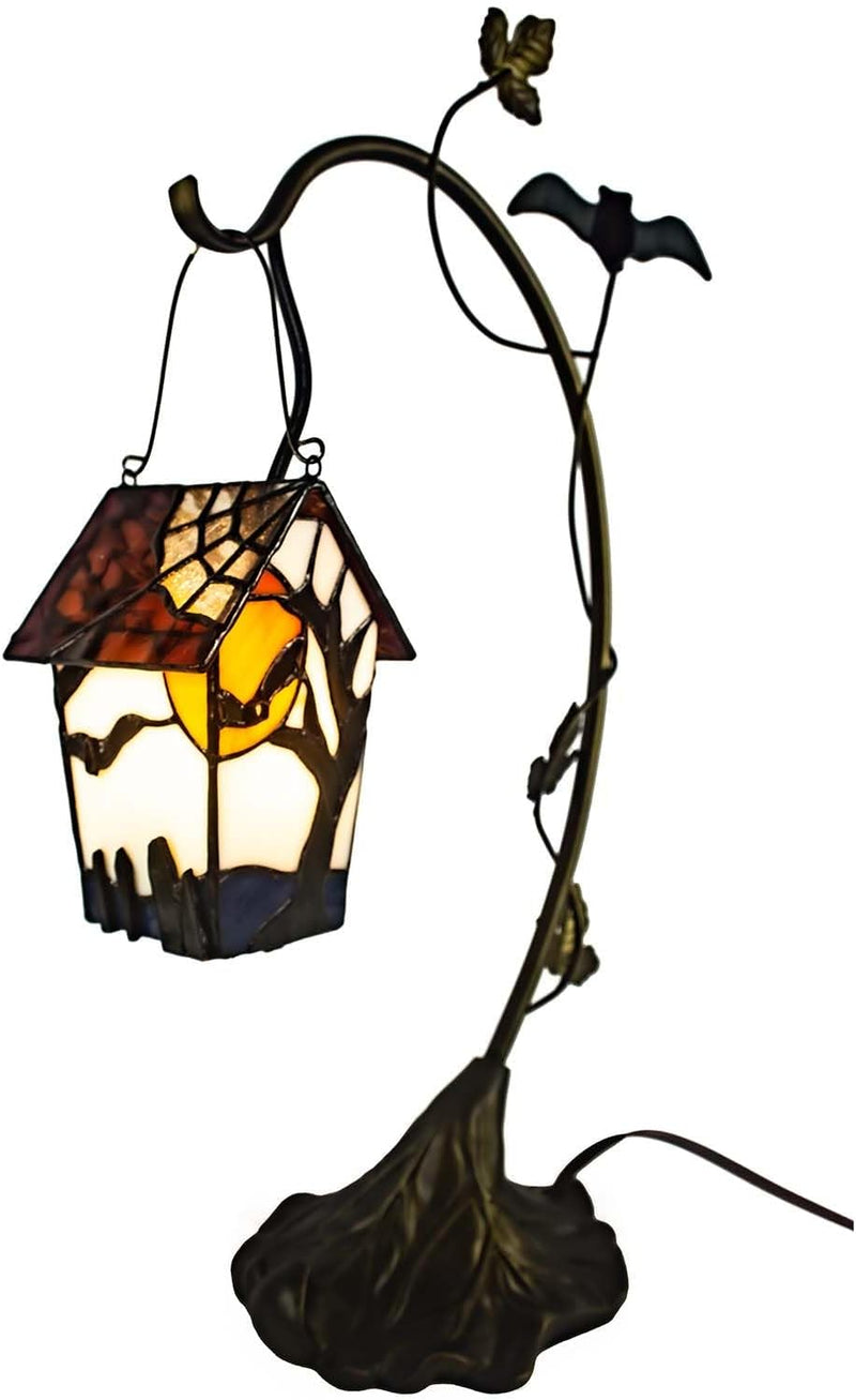 Tiffany Style Stained Glass Birdhouse Table Lamp