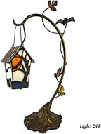 Tiffany Style Stained Glass Birdhouse Table Lamp