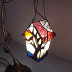 Tiffany Style Stained Glass Birdhouse Table Lamp
