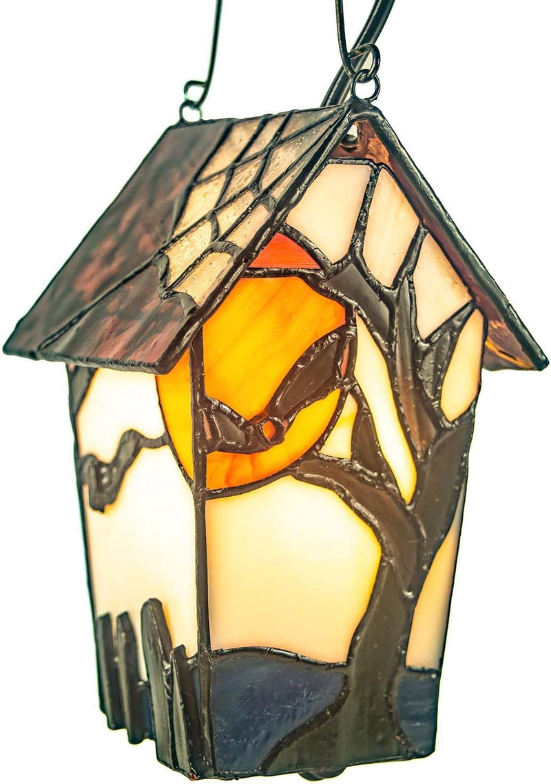 Tiffany Style Stained Glass Birdhouse Table Lamp